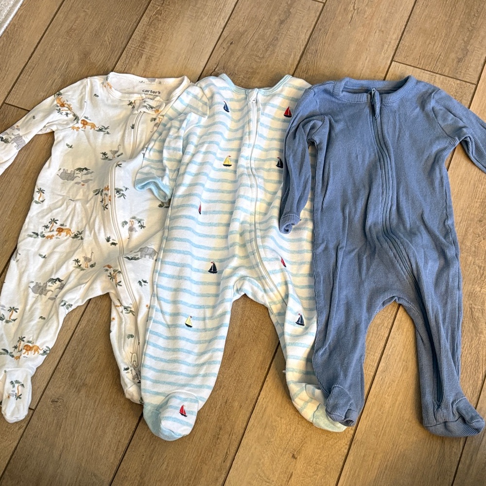 Carter's Animal, Striped, and Solid Blue Footies
